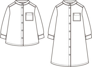 スタンドカラーシャツ ワンピースの作り方 仕様書 レシピ 子供服型紙販売 ソーイングママ