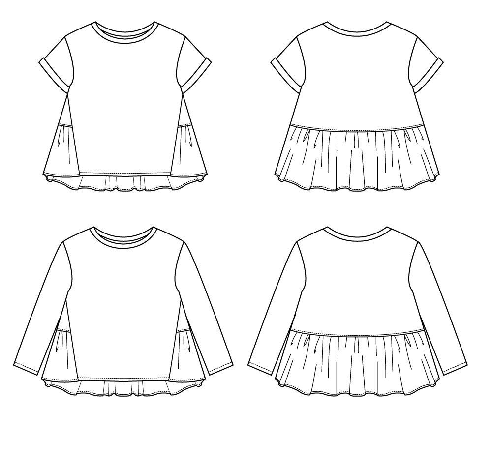 ひらりんカットソー レディース の作り方 仕様書 レシピ 子供服型紙販売 ソーイングママ