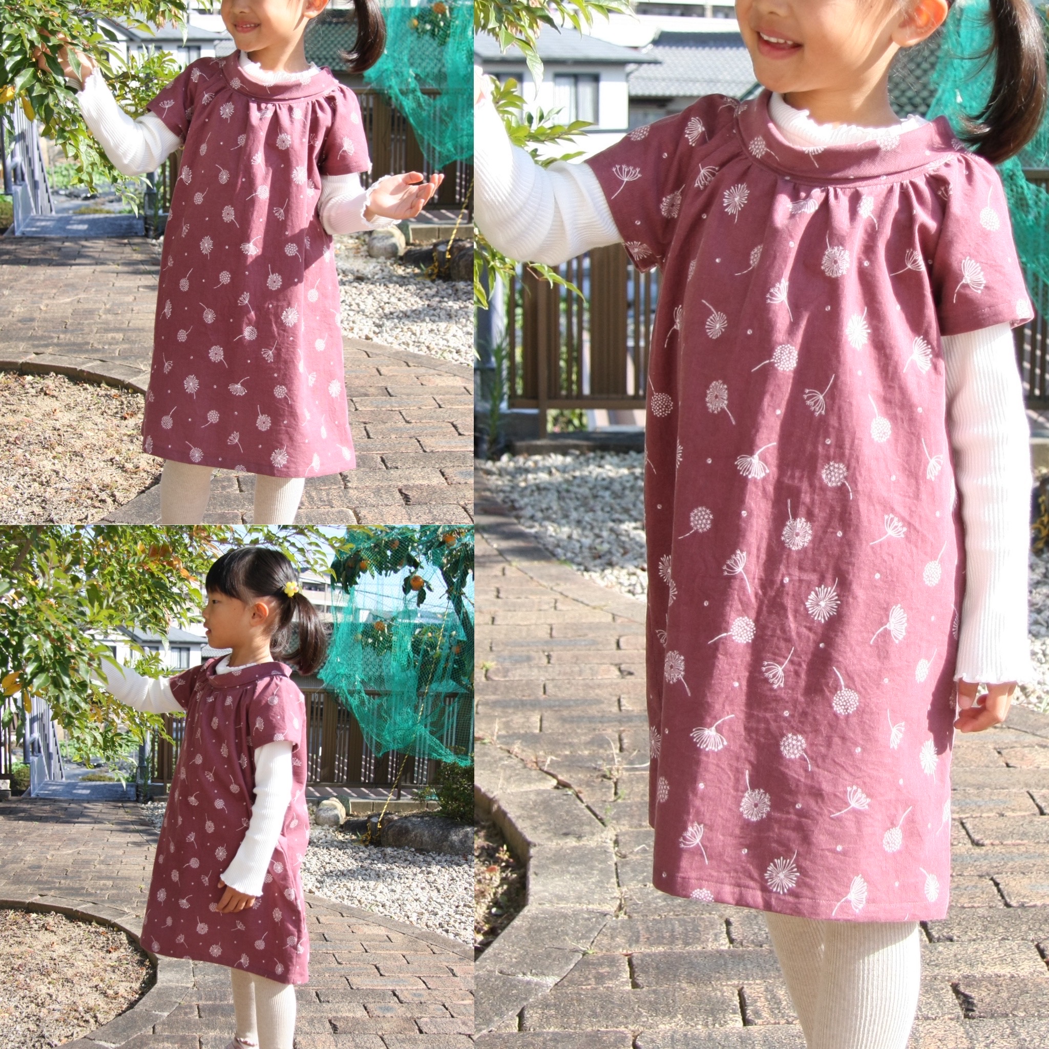 オリジナル型紙 ロールカラーのラグランブラウスをワンピース丈で試作しました 子ども服の型紙ショップ ソーイングママ